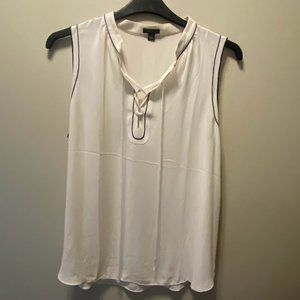 WHBM | Cream with black trim sleeveless top | size L